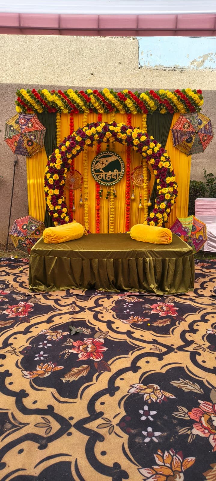 Rose Floral Arch & Sangeet Stage Styling