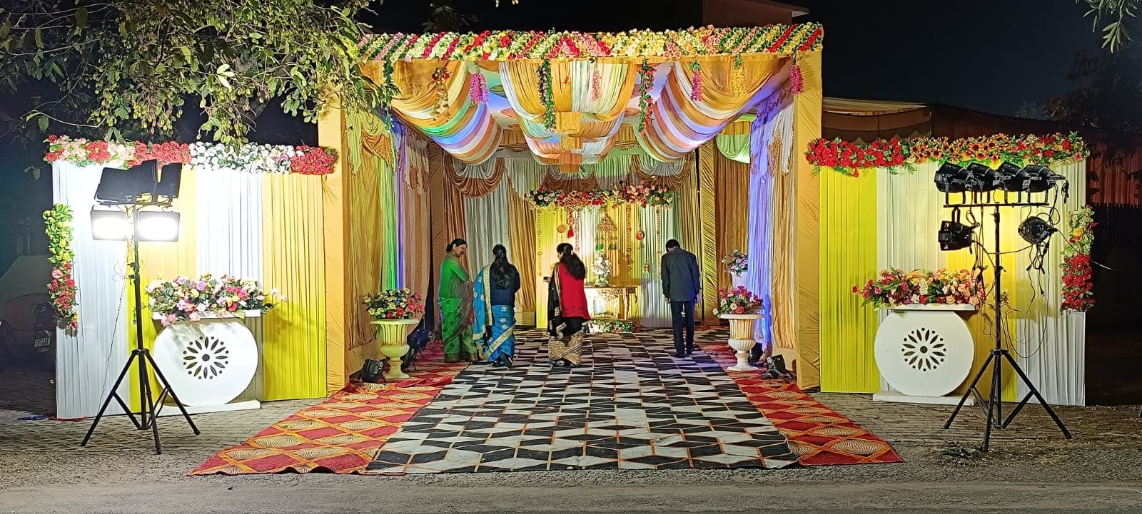 Festive Pink & Yellow Lawn Shamiana