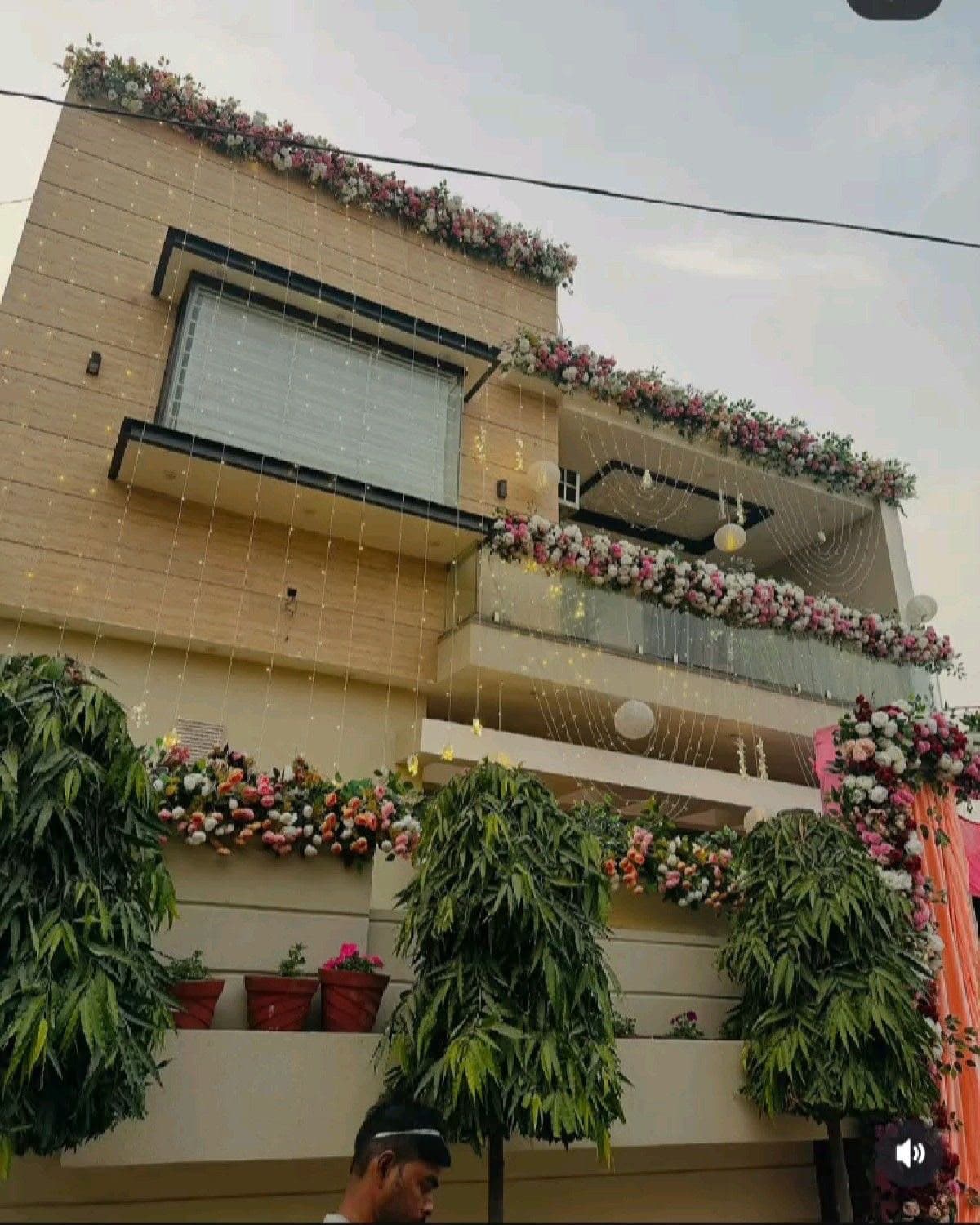 Residential Facade Floral & Fairy Light Decor